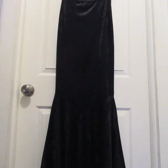 Rare Vintage Lip Service Crushed Velvet Mermaid Fishtail Morticia Skirt Black Sm - Picture 5 of 12